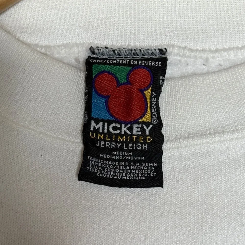 Disney Epcot White Mickey International Flags Jerry Leigh Sweatshirt Men’s Sz M - Picture 4 of 4